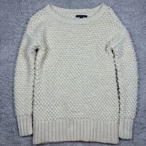 American Eagle Sweater Womens Extra Small Bubble Knit Wool Blend Cream Classic